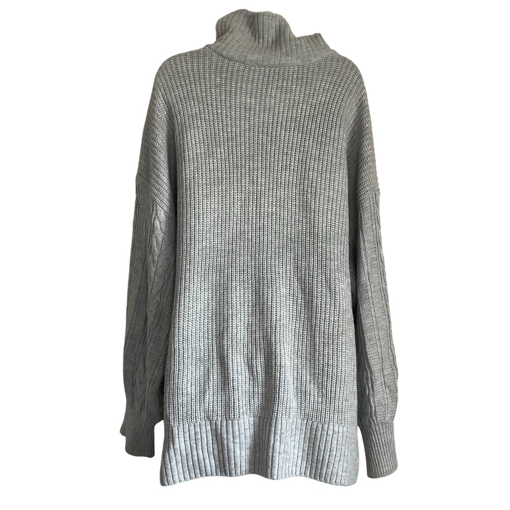 Torrid Gray Cable Knit Quarter Zip Sweater Plus Size 3 3X Funnel Neck Ribbed - Picture 10 of 16